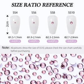 MEIBITE Meibite Light Amethyst Flatback Rhinestones, Glass Rhinestones for Nail Art and Craft, Glue Fix, Loose Crystal Gemstones(Lt.Amethyst, SS10, 1440pcs, 2.7-2.8mm)