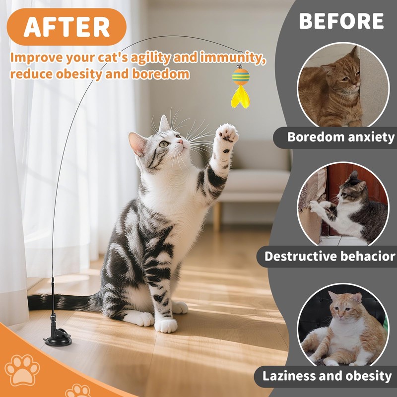 Acehome 20 Pack Cat Toys, Interactive Cat Teaser Toys Wand