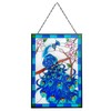 VIOYOUNS Peacock Stained Glass Window Hangings, Hand-Painted Glass Suncatcher Panel