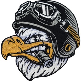 SUMA SHOP Iron on Leather Vest Patch Eagle Cigar Motorcycle Iron on Patch for Men