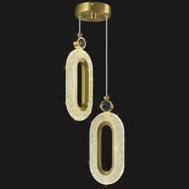 zhllmq Pendant Lighting for Kitchen Island LED Dimmable Modern Gold Pendant Lights for Bedroom Hallway Entryway Kitchen Island Light Fixtures (2-Light)