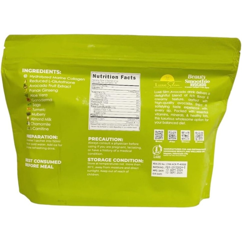 10 Sachets Luxe Beauty by Anna Magkawas Avocado Beauty Smoothie