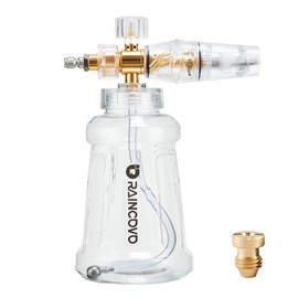 Raincovo Foam Cannon for Pressure Washer, Snow Clear Foam Cannon for Car Wash, Stainless Steel Filter, Adjustable Nozzle with M22 and 1/4 Inch Quick Connect, Additional 1.1 mm Orifice Nozzle