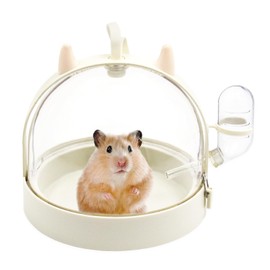 Small Animal Carrier Cage with Water Bottle, Portable Hamster Travel Carrier Carry Case 7.2" L*7.2 W *6.2" H for Small Pets, Birds,Sugar Glider,Hedgehog, Mice, Dwarf Hamster (White Angel)