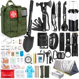 Survival Kit, 250Pcs Survival Gear First Aid Kit with Molle System Compatible Bag and Emergency Tent, Emergency Kit for Earthquake, Outdoor Adventure, Hiking, Hunting, Gifts for Men Women