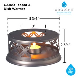 GROSCHE Cairo Premium Teapot Warmer - Tea Pot Warmer with Candle - Tea Warmers for Teapot - Food Warmer - Pot Warmer (Bronze)