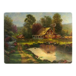 Thomas Kinkade Country Farm House Tempered Glass Cutting Board - Country Side