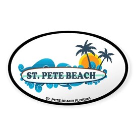CafePress St. Pete Beach Surf Design. Oval Car Bumper Sticker