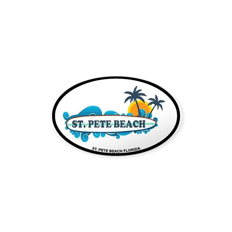 CafePress St. Pete Beach Surf Design. Oval Car Bumper Sticker
