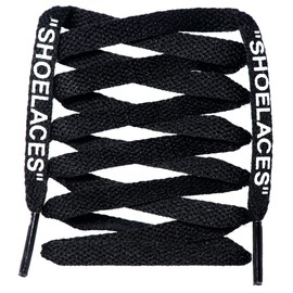 LitLaces -"SHOELACES Flat Printed Replacement Shoe Laces for Sneakers (Black, 45")