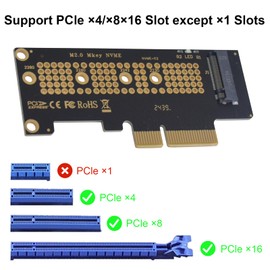 Maxhood M.2 NVME to PCIe 4.0 x4 Adapter, with Aluminum Heatsink Solution, NVME/AHCI SSD to PCIe Expansion Card Support 2230/2242/2260/2280 SSD, PCI-E X4 X8 X16 Slots