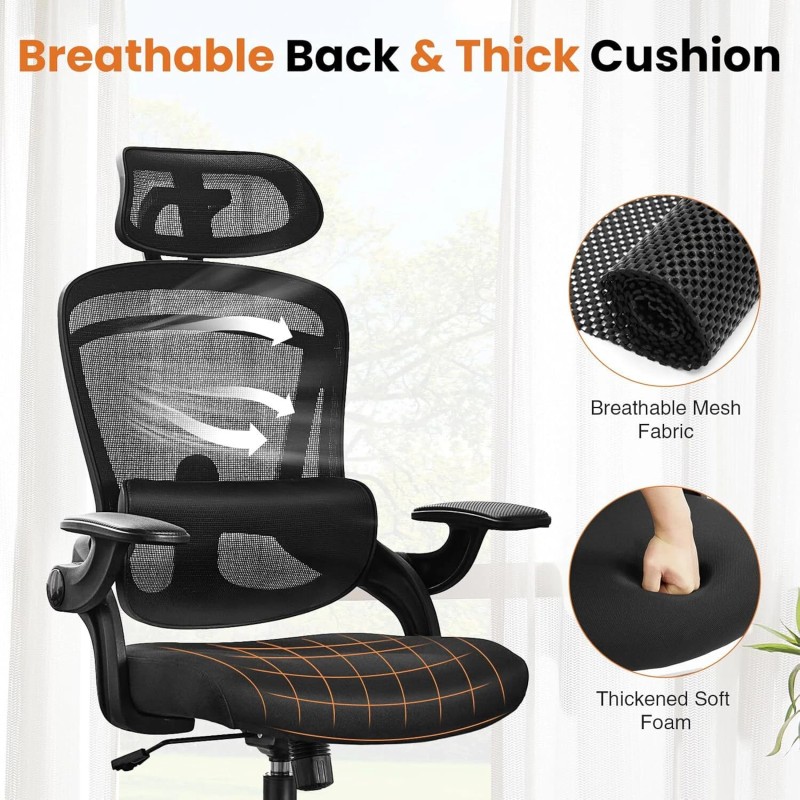 DUMOS Mesh Computer Desk Chair,Adjustab - Grey