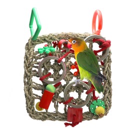 Litewoo Bird Climbing Net Straw Braid Rope Net Hammock Ladder Bird Toy Rope Hanging Foraging Wall (18X24cm/7X9.4 inch) …