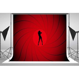 7x5ft Spy Girl Gun Barrel Backdrop – Red Swirl Tunnel Background for Secret Agent Theme Party, 40th 50th 60th Birthday, Bachelorette, Movie Night Photography Decor