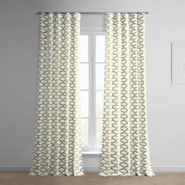 HPD Half Price Drapes Modern Wavy Geometric Printed Luxury Cotton Curtains 108 Inches Long (1 Panel) Room Darkening Window Curtains for Bedroom & Living Room, 50W x 108L, Wavy Silver Grey