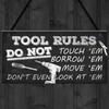 RED OCEAN Funny Tool Rules Garage Man Cave Workshop Shed
