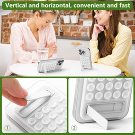 2 in 1 Silicone Sticky Phone Grip, combines a powerful suction cup and a durable mount, suitable for any phone model provides multiple mounting options for selfies and Tiktok video recording（White）