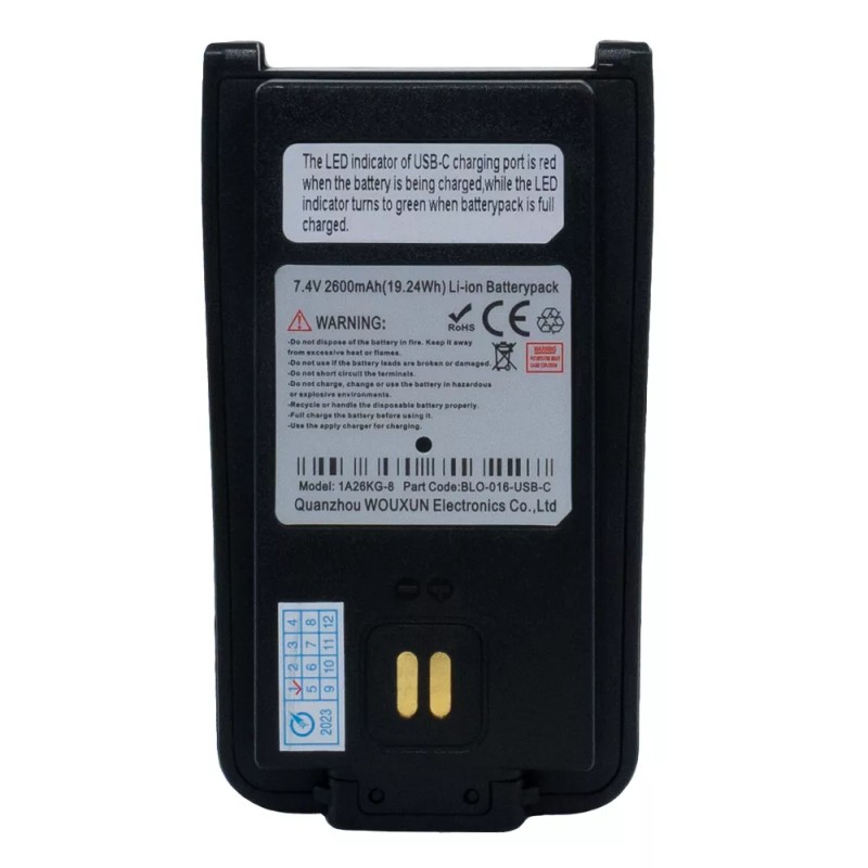 Wouxun 2600mAh USB-C Battery Pack for KG-905G/KG-935