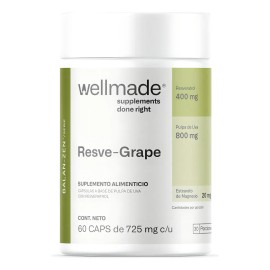 Suplemento Alimenticio Resveratrol Pulpa Wellmade 60 Caps Sabor Sin Sabor