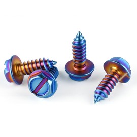 LivTee Burnt Titanium License Plate Screws, 4-Piece Premium Stainless Steel Self-Tapping Bolts for Cars and Trucks