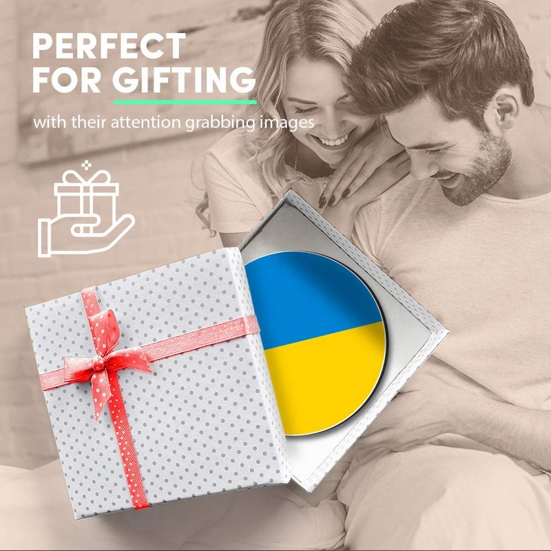 1 x Round MDF Magnet - Ukraine Flag Map 9056