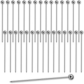 30 Pcs Cocktail Picks, AIMEIKI Reusable Skewer Sticks Metal Cocktail Picks Stainless Steel Garnish Toothpick for Drinks Martini Picks for Olives Appetizers Fruit BBQ Snacks with Box, 4.3 inch