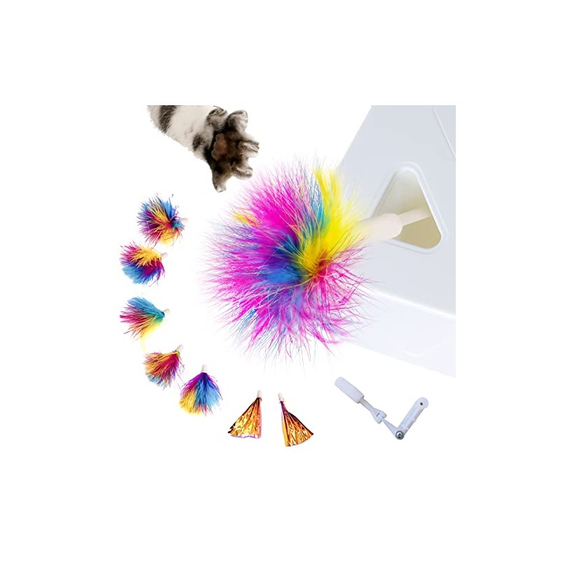 Migipaws Upgrade Rainbow Feather Replacement for Cat Magic Box, 6pcs