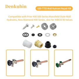Denkuhin 630-7755 Wall Hydrant Repair Kit Compatible with Outdoor Faucet Mansfield 300 400 500 Series Wall Hydrant Service Kit Pressure Vacuum Breaker (2 Sets)