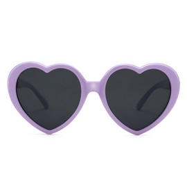 GLARDEFE Kids Polarized Heart Shaped Sunglasses - UV400 Protection Lovely Party Sun Glasses for Girls Age 3-10(Purple/Grey)