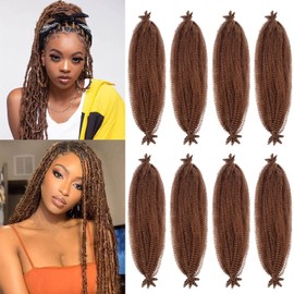 Springy Afro Twist Hair 8 Packs 24 Inch Marley Twist Braiding Hair for Distressed Soft Locs Hair Extensions Spring Twist Hair Synthetic Curly Braiding Hair Extension (60.96 cm, 30)