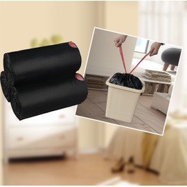 Begale 10 Gallon Drawstring Flat Bottom Trash Bags, Black, 110 Counts