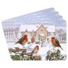 Set of 4 Place Mats - Christmas Robins Design