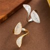 Crystal Leaf Statement Ring for Women Shiny Cubic Zirconia Wrap