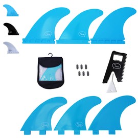 Ho Stevie! Fiberglass Reinforced Polymer Surfboard Fins - Thruster (3 Fins) FCS Compatible or Futures Compatible Sizes, Choose Color (Aqua, FCS Compatible)