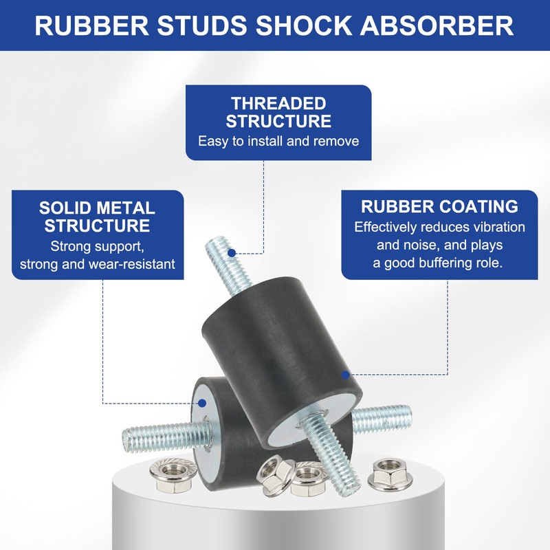 PATIKIL M8 25x25mm Rubber Isolator Mounts, 4 Pcs Rubber Studs