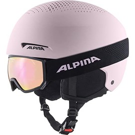 ALPINA Zupo Set (+ Scarabeo JR) – High-Quality, Safe & Robust Set of Ski Goggles and Ski Helmet for Adults, Light Rose Matt, 51-55 cm