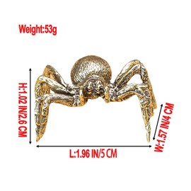 LFWATAXY 2PCS Brass Mini Spider Statue Small Brass Metal Statue Ornament Metal Animal Figurine Copper Desktop Decor for Desk, Dresser, TV Stand, Car Furniture Small Ornaments