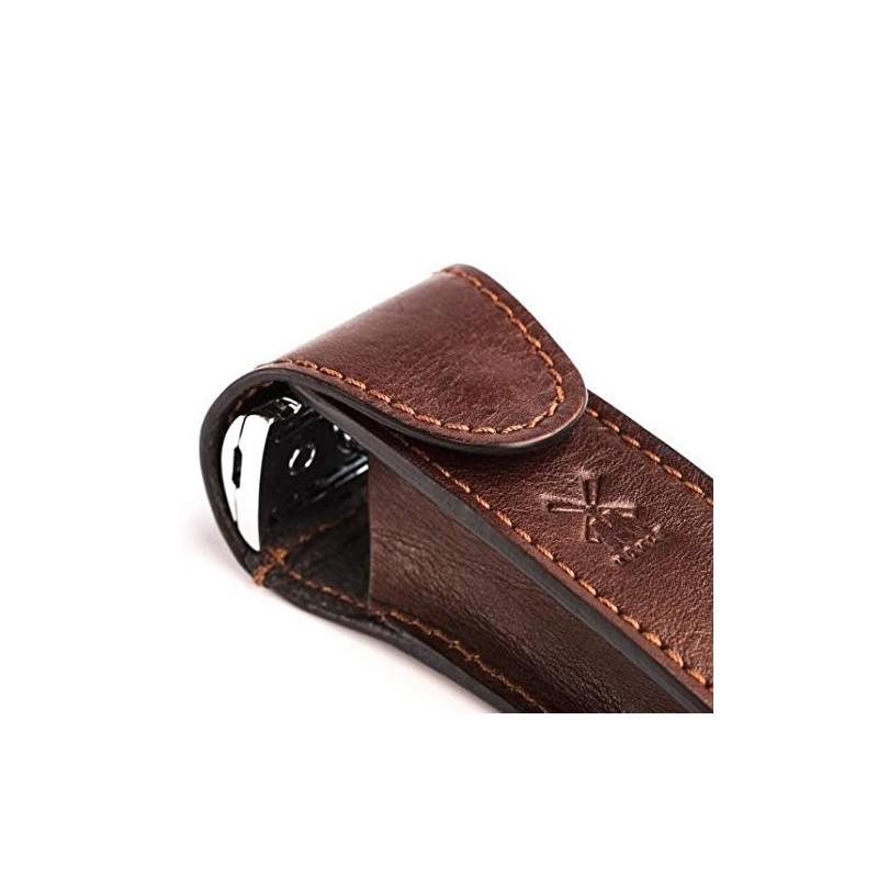 MÜHLE Brown Leather Safety Razor Travel Pouch