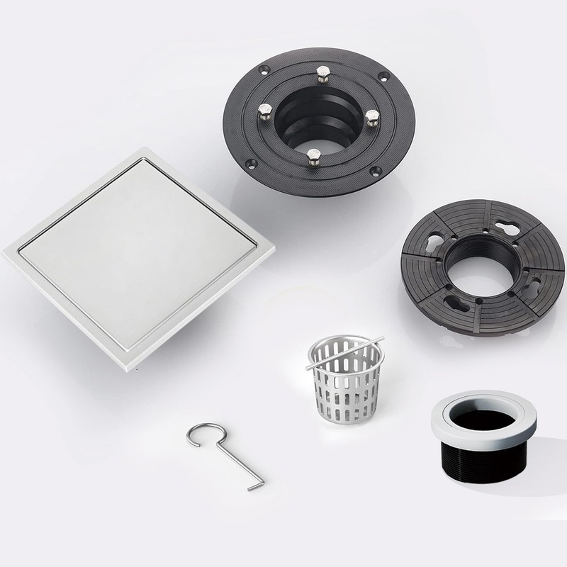 6 Inch Square Shower Floor Drain, Shower Drain Kit with