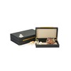 Set of 2 Black Shagreen Leather Decorative Boxes With Gold
