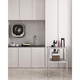 KYBOLT 24" x 24" Stainless Steel Work Table NSF Certified Heavy Duty Commercial Kitchen Prep Table with Undershelf for Home, Restaurant, Hotel, Silver