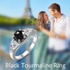 VONALA Moss Agate/Opal/Black Tourmaline Ring 925 Sterling Silver Engagement Ring