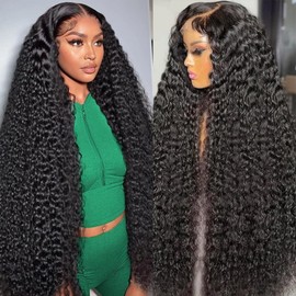 Keytac 5x5 Hd Lace Closure Wigs Human Hair Deep Wave Lace Front Wigs Glueless Wigs Human Hair Pre Plucked 100% Human Hair Wigs for Women 180% Density Deep Curly Wig (5x5 Lace Closure Wig, 30 Inch)