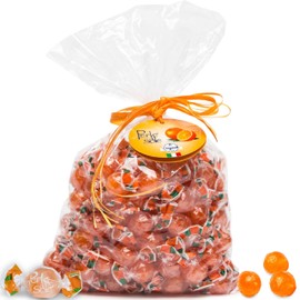 Perle di Sole Amalfi Orange Drops with a Tart Fizzy Filling (2.2 Lbs | 1 Kg) Italian Hard Candy Individually Wrapped - Sour Orange Candy