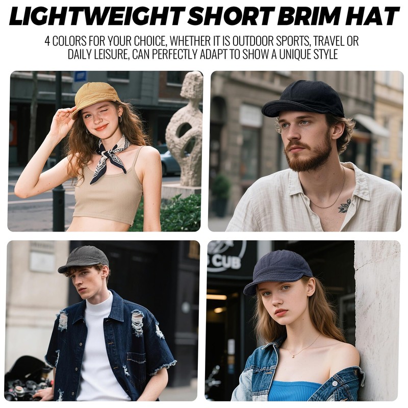 Clakllie Soft Short Brim Baseball Cap Flat Bill Snapback Cap