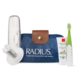 RADIUS Organic Pet Deluxe Oral Care Kit Canine Toothbrush With Organic Canine Toothpaste White Toothbrush Holder Clear Critter Case Blue Travel Bag, 1 Count