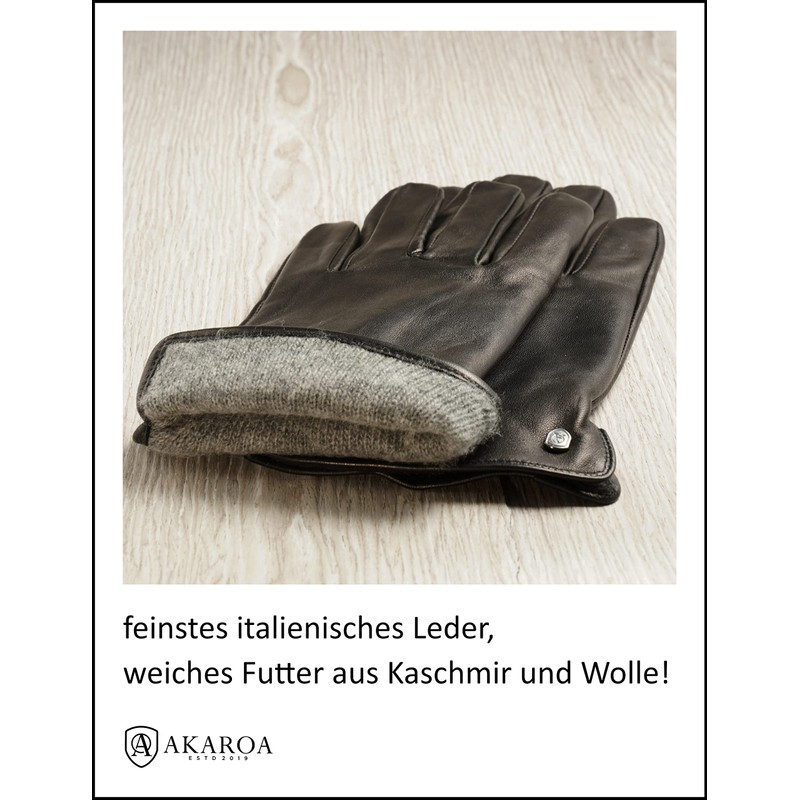 AKAROA ESTD 2019 TIM Men's Leather Gloves, Touchscreen Function, Italian