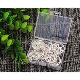 Shapenty Round Metal Tree of Life Charms Pendants Beads Jewelry Findings Making Accessory for DIY Craft Bracelet Necklace Earring Keychain Gift Party Favor, 20PCS (Silver)