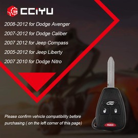 cciyu Keyless Entry Remote Smart Key Fob Shell Case 2011-2014 Fit for Chrysler 200 2.4L 2011-2014 Fit for Chrysler 200 3.6L 4 Buttons OHT692427AA,OHT692713AA,56040649AC,56040649,05175789AA