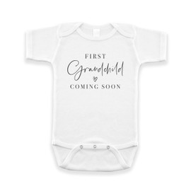 Surprise Pregnancy Announcement Infant Bodysuit - First Grandchild Coming Soon - New Baby Reveal Gift for Grandparents (White)
